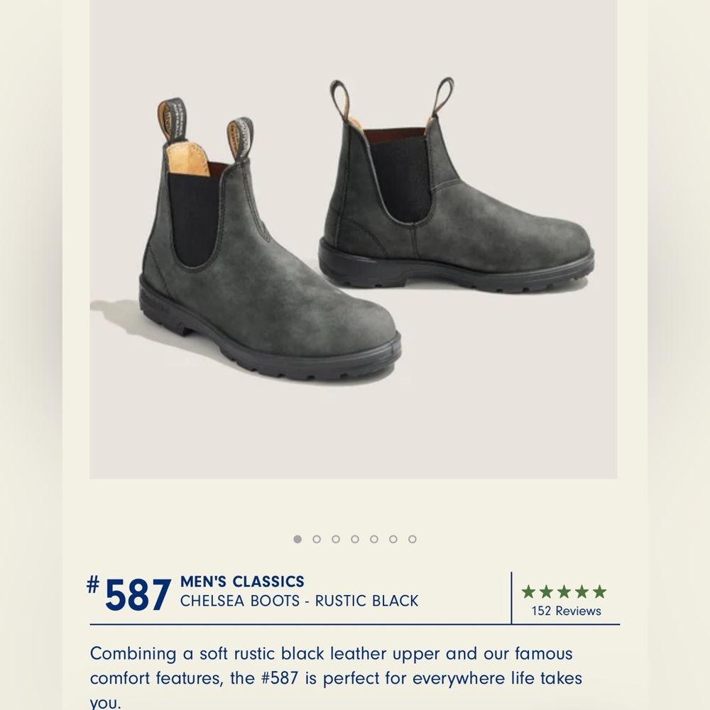 Men's Blundstone Boots - Rustic Black AUS 8, US 9